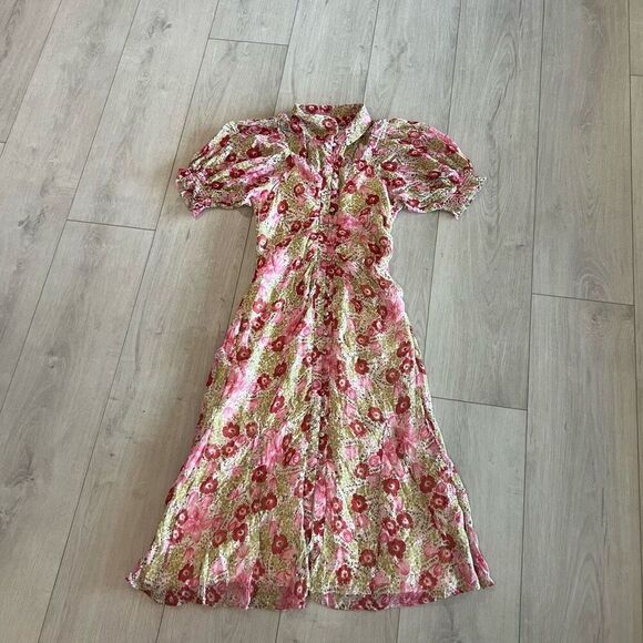 anthropologie Dresses & Skirts - Anthropologie Floral Pink and Green Dress